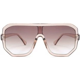Square Retro square big box unisex 2019 new one-piece lens fashion trend sunglasses UV400 - Light Tea - CV18RH5SLXL $14.80
