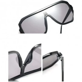 Square Retro square big box unisex 2019 new one-piece lens fashion trend sunglasses UV400 - Light Tea - CV18RH5SLXL $14.80