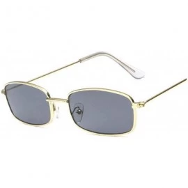 Goggle Small Rectangle Sunglasses Women Men Retro Sun Glasses Luxury Er Vintage Metal Eyewear UV400 Party - Gold Gray - C4198...