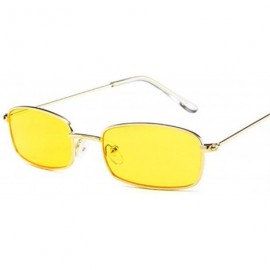 Goggle Small Rectangle Sunglasses Women Men Retro Sun Glasses Luxury Er Vintage Metal Eyewear UV400 Party - Gold Gray - C4198...
