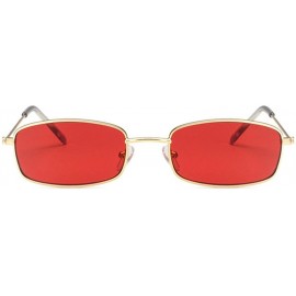Goggle Small Rectangle Sunglasses Women Men Retro Sun Glasses Luxury Er Vintage Metal Eyewear UV400 Party - Gold Gray - C4198...