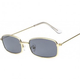 Goggle Small Rectangle Sunglasses Women Men Retro Sun Glasses Luxury Er Vintage Metal Eyewear UV400 Party - Gold Gray - C4198...
