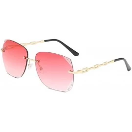 Oversized Women Fashion Rimless Sunglasses Oversized Sunglasses With Case UV400 Protection - Gold Frame/Gradient Pink Lens - ...