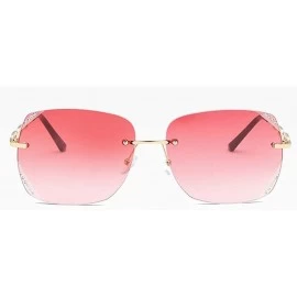 Oversized Women Fashion Rimless Sunglasses Oversized Sunglasses With Case UV400 Protection - Gold Frame/Gradient Pink Lens - ...