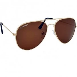 Oval Men & Women 57 mm Polarized Aviator Brown Lens Gold Frame Sunglasses - CF18W2WUCT3 $47.06