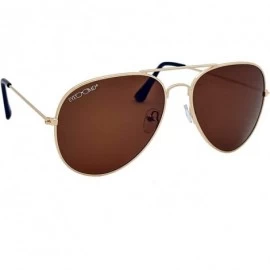 Oval Men & Women 57 mm Polarized Aviator Brown Lens Gold Frame Sunglasses - CF18W2WUCT3 $29.25