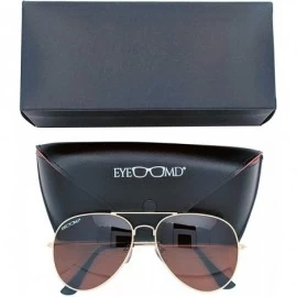 Oval Men & Women 57 mm Polarized Aviator Brown Lens Gold Frame Sunglasses - CF18W2WUCT3 $29.25