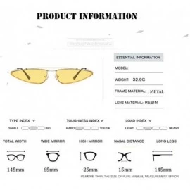 Cat Eye Unisex Flat Top Small Triangle Metal Fram Sunglasses for men/Women Cat Eye Vintage Sun Glasses UV400 - Gold/Blue - CK...