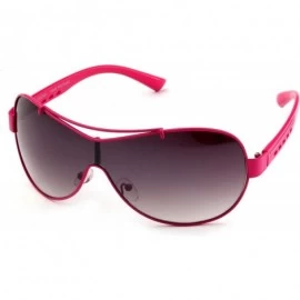 Oversized Aviators Oversized Temple Design UV Protection Shield Lenses - Hot Pink - C517YXTKSMR $17.97
