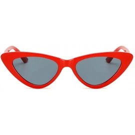 Cat Eye Unisex Vintage style Sunglasses Super Cat Eye Triangle Retro Womens Mens Cobain Jackie O Clout Mod Trendy - Red - CK1...