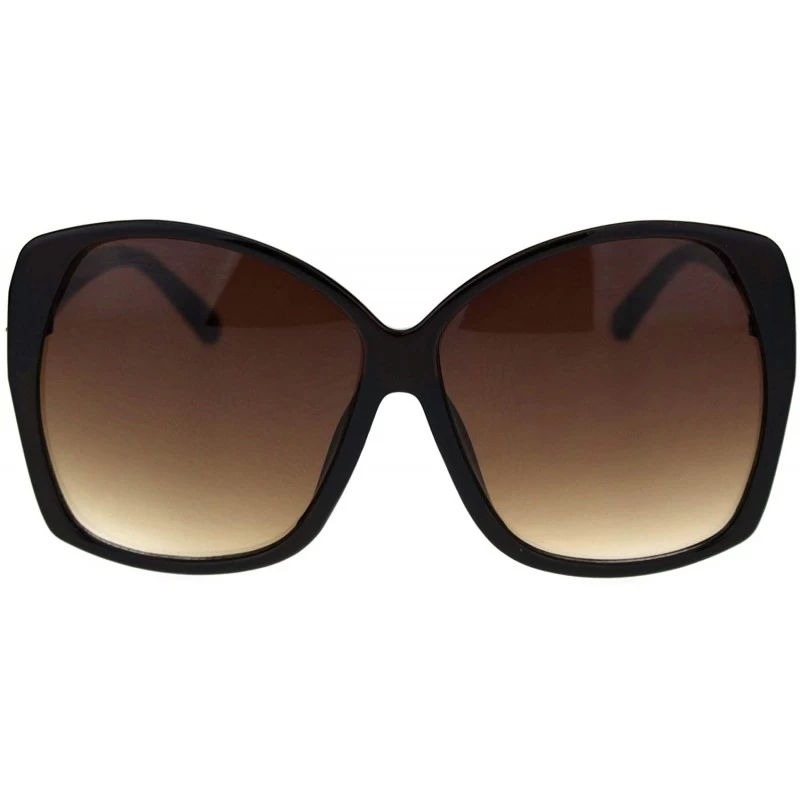 Oversized Womens Mod Oversize Minimal Chic Diva Butterfly Sunglasses - All Brown - C418R344YDG $9.60
