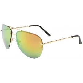 Aviator Color Mirror Curved Rimless Lens Aviator Sunglasses - Red Green Gold - C6190IZE6HR $17.47