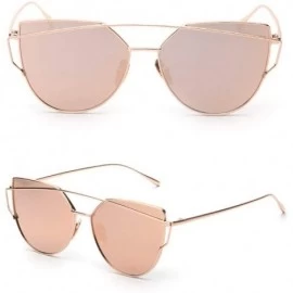 Cat Eye Fashion Sunglasses Coating Mirror Glasses - Rose Gold - CN18UKZI39K $9.11