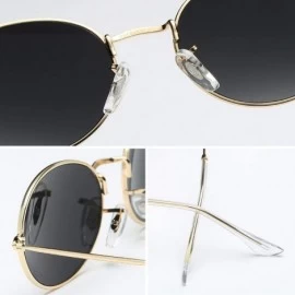Oversized Small Frame Sunglasses Women Retro Oval Mirror Metal Sun Glasses Vintage Lunette De Soleil Femme - Silverred - CZ18...