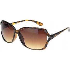 Rectangular Womens Designer Style Rectangular Exposed Lens Butterfly Sunglasses - Tortoise Gradient Brown - CK18O43X34I $11.31