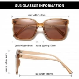 Square Oversized Square Polarized Sunglasses For Women With Rivets Retro Vintage UV Protection - C21985MXZN6 $16.67