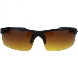 Sport Xloop HD Sunglasses Mens Half Rim Light Weight Wrap Around Sports UV 400 - Matte Tortoise - CT192L0KZMY $10.82