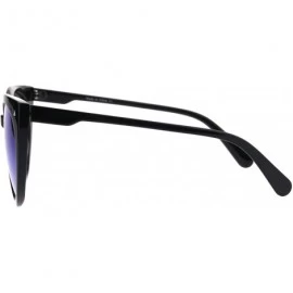 Round Retro Womens Round Oversize Color Mirror Cat Eye Sunglasses - Black Blue - CF185ORN58M $11.40