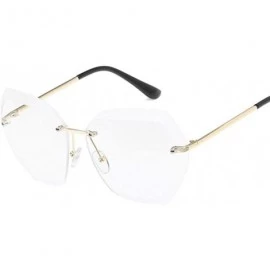 Rimless Pink Gradient Rimless Sunglasses For Women Oversized Eyewear New Transparent - Transparent - C118Y4SLREO $7.51