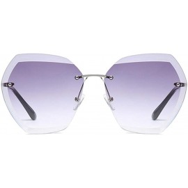 Rimless Pink Gradient Rimless Sunglasses For Women Oversized Eyewear New Transparent - Transparent - C118Y4SLREO $7.51