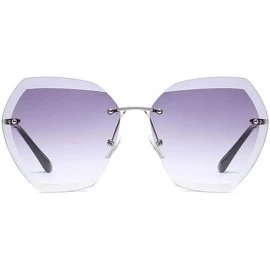 Rimless Pink Gradient Rimless Sunglasses For Women Oversized Eyewear New Transparent - Transparent - C118Y4SLREO $7.51
