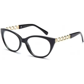 Square Unisex Clear Lens Temple Design Cat Eye Fashion Glasses - Black - C911KQRUOQT $11.39