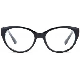 Square Unisex Clear Lens Temple Design Cat Eye Fashion Glasses - Black - C911KQRUOQT $19.24