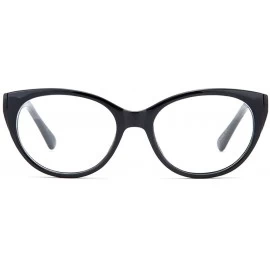 Square Unisex Clear Lens Temple Design Cat Eye Fashion Glasses - Black - C911KQRUOQT $11.39