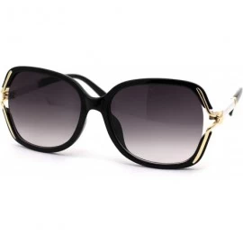 Rectangular Womens Exposed Lens Side Chic Plastic Butterfly Sunglasses - Black White Smoke - CP18ZWQZKGH $22.35