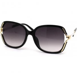 Rectangular Womens Exposed Lens Side Chic Plastic Butterfly Sunglasses - Black White Smoke - CP18ZWQZKGH $15.31