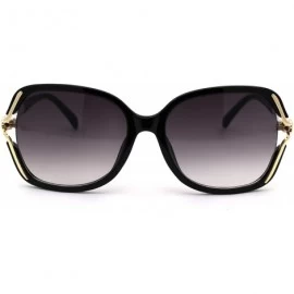 Rectangular Womens Exposed Lens Side Chic Plastic Butterfly Sunglasses - Black White Smoke - CP18ZWQZKGH $15.31