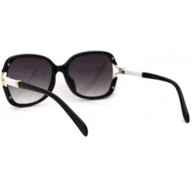 Rectangular Womens Exposed Lens Side Chic Plastic Butterfly Sunglasses - Black White Smoke - CP18ZWQZKGH $15.31