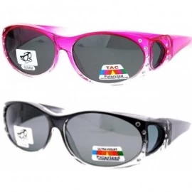 Shield 2 Womens Polarized Rhinestone Fit Over Ombre Sunglasses Wear Over Eyeglasses - 1 Grey / 1 Pink - CS18EDLAK6A $44.65