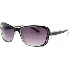 Rectangular Womens Bifocal Reading Lens Sunglasses Rhinestone Rectangular Frame - Black - CV18IEWTX20 $22.64