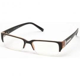 Oversized Unisex Clear Lens Sleek Half Frame Slim Temple Fashion Glasses - 1841 Black/Brown - CD11T161D2F $17.89