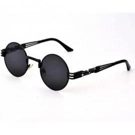Round Steampunk John Lennon Sunglasses Gothic Vintage Retro Round for Men Women - Black Frame/Black Lens - CO189CECQDL $28.58