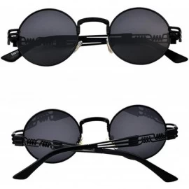 Round Steampunk John Lennon Sunglasses Gothic Vintage Retro Round for Men Women - Black Frame/Black Lens - CO189CECQDL $15.45