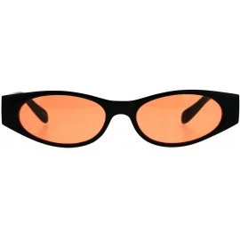 Oval Womens Super Slim Sunglasses Black Oval Frame Modern Style Shades Color Lens - Black - CS18C2D8WQX $19.68