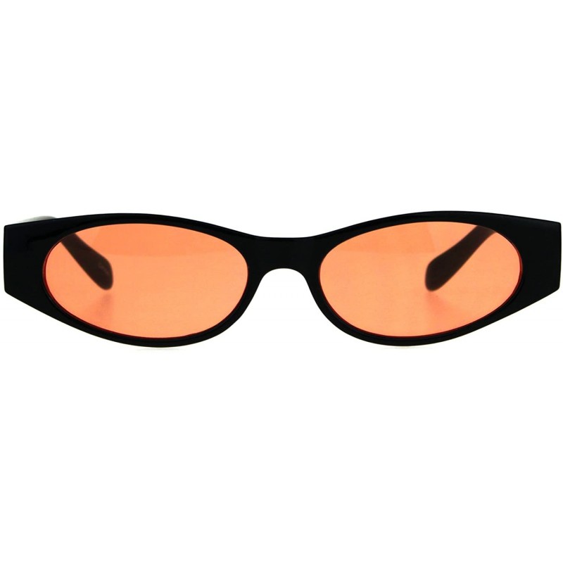 Oval Womens Super Slim Sunglasses Black Oval Frame Modern Style Shades Color Lens - Black - CS18C2D8WQX $12.07