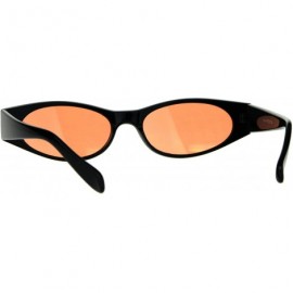 Oval Womens Super Slim Sunglasses Black Oval Frame Modern Style Shades Color Lens - Black - CS18C2D8WQX $12.07