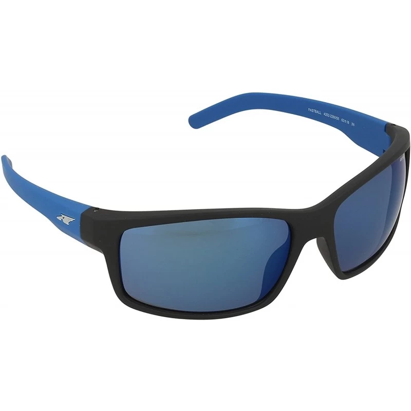 Rectangular An4202 Fastball Rectangular Sunglasses - Fuzzy Black/Blue Mirror - CS11OW76TO5 $58.36