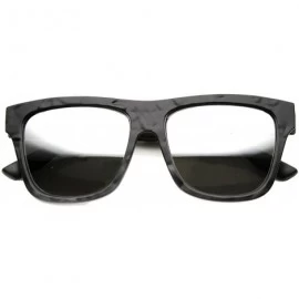 Rectangular Classic Rectangular Flat Top Wrinkle Textured Flash Mirror Horn Rimmed Sunglasses 54mm - Matte-black / Mirror - C...