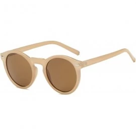 Goggle Classic Round Fashion Sunglasses - Tan - CL18WTI80SO $38.08