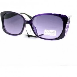 Rectangular Womens Narrow Floral Flower Print Bow Rectangular Thick Plastic Sunglasses - Purple - C311YMEN6WL $20.02