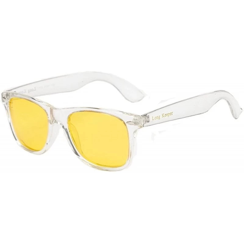 Sport Polarized Sunglasses Classic Square Unisex Transparent Frame Glasses - Transparent Yellow - CW18GTIN8Y6 $13.32