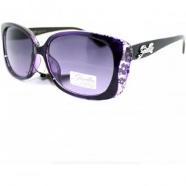 Rectangular Womens Narrow Floral Flower Print Bow Rectangular Thick Plastic Sunglasses - Purple - C311YMEN6WL $20.02