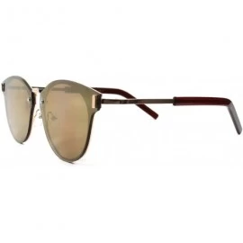 Round Mirrored Lens Mens Womens Vintage Retro Style Fashion Round Sunglasses - Gold / Brown - CS1892930TG $19.69