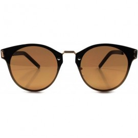 Round Mirrored Lens Mens Womens Vintage Retro Style Fashion Round Sunglasses - Gold / Brown - CS1892930TG $35.05