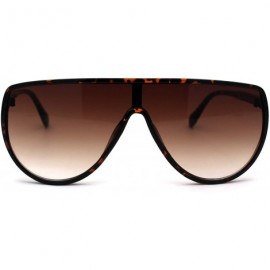 Rectangular Womens Shield Oversize Plastic Designer Fashion Sunglasses - Tortoise Brown Smoke - CB196QQ7AN4 $27.17