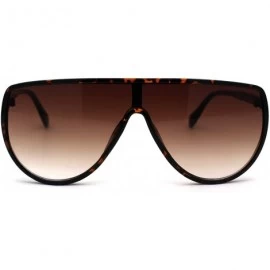 Rectangular Womens Shield Oversize Plastic Designer Fashion Sunglasses - Tortoise Brown Smoke - CB196QQ7AN4 $23.78